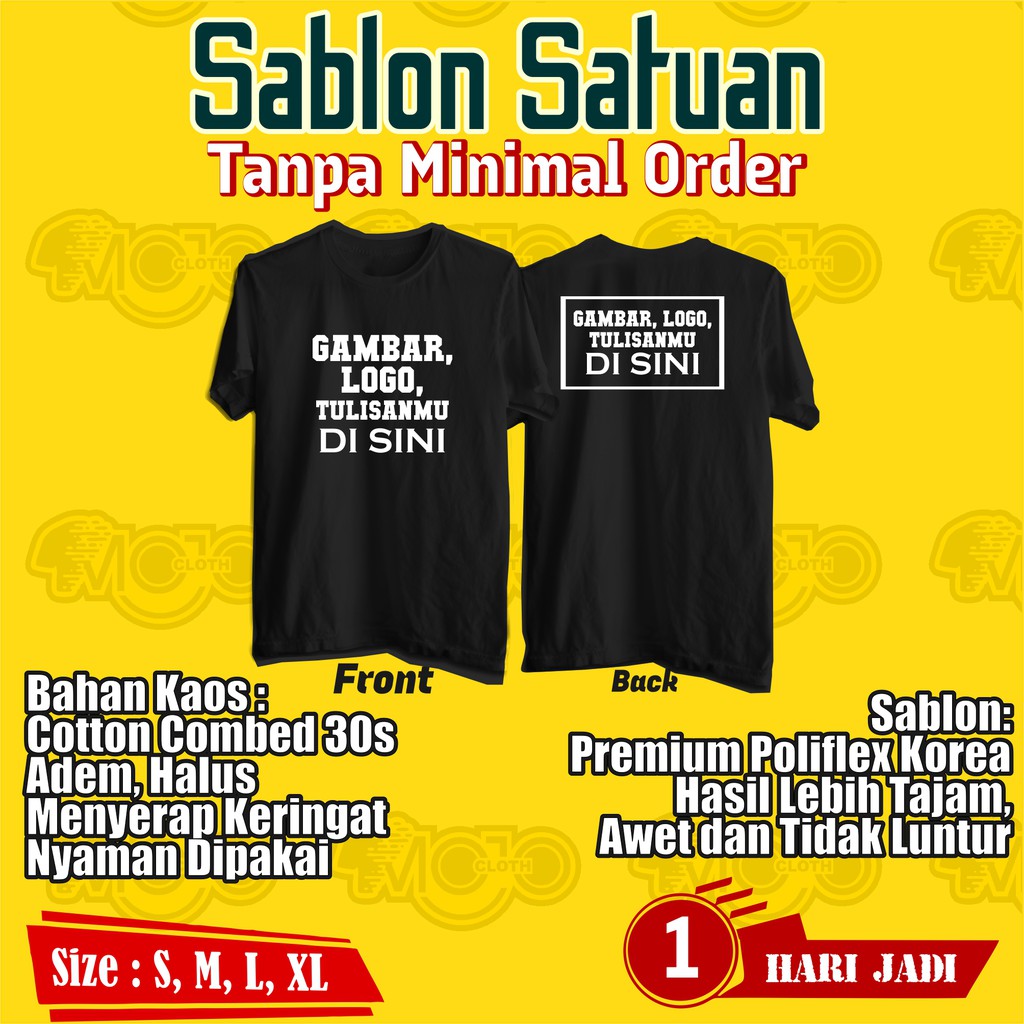 Kaos Custom Sablon Satuan Kaos Khusus Request Kata Kata Atau