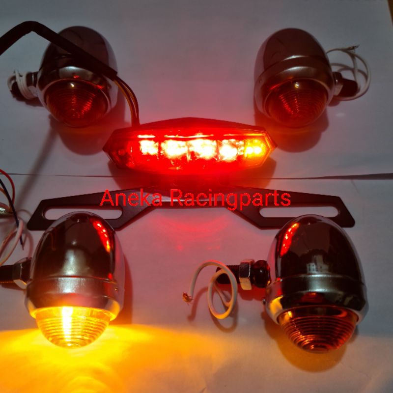 lampu stop variasi rx king tiger cb dll model led 3 in 1 satu set sepasang sen krum depan blkg