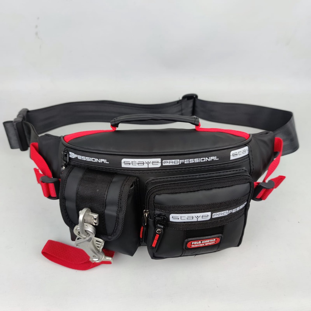 Waistbag Import Quality Polo Amstar Tas Pinggang Anti Air Tas Selempang Bahu