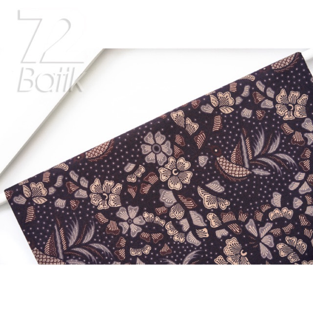 KAIN BATIK PREMIUM Bahan Katun Motif Kembang Burung Warna Hitam Tanah Jarik 728248 Cap 72 Jarik Jarit Samping Kebat Panjang Batik Katun Modern Premium Bahan Seragam Batik Pernikahan Kantor Keluarga Murah Kamen Jadi Batik Bali Lembaran