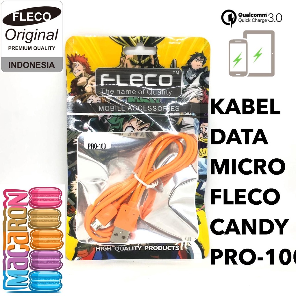 KABEL DATA FLECO PRO-100 FAST CHARGING 2.4a KABEL DATA MICRO TYPE C DAN IPHONE HIGH QUALITY 100% -FAST CHARGING 2.4A MAX DATA TRANSFER PREMIUM QUALITY PANJANG 1 METER EFFICIENT FAST CHARGING STABLE CURRENT DISTRIBUTION HIGH DURABILITY