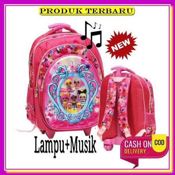Tas Trolly Dorong Roda Ransel Sekolah Anak Perempuan Tk Frozen Timbul Tas Roda Troli Anak Sekolah Sd