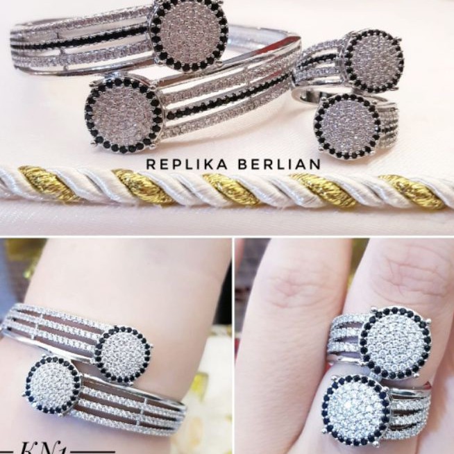 Set Perhiasan Gelang dan Cincin Replika Berlian 245F