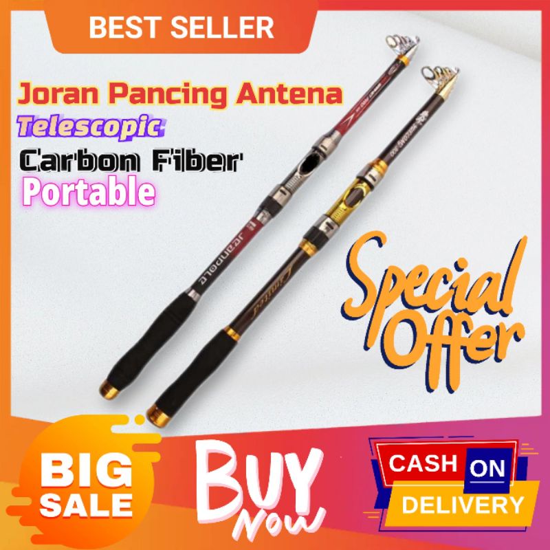 Joran Antena Super Kuat Karbon / Joran Pancing Antena Portable Telescopic Carbon Fiber
