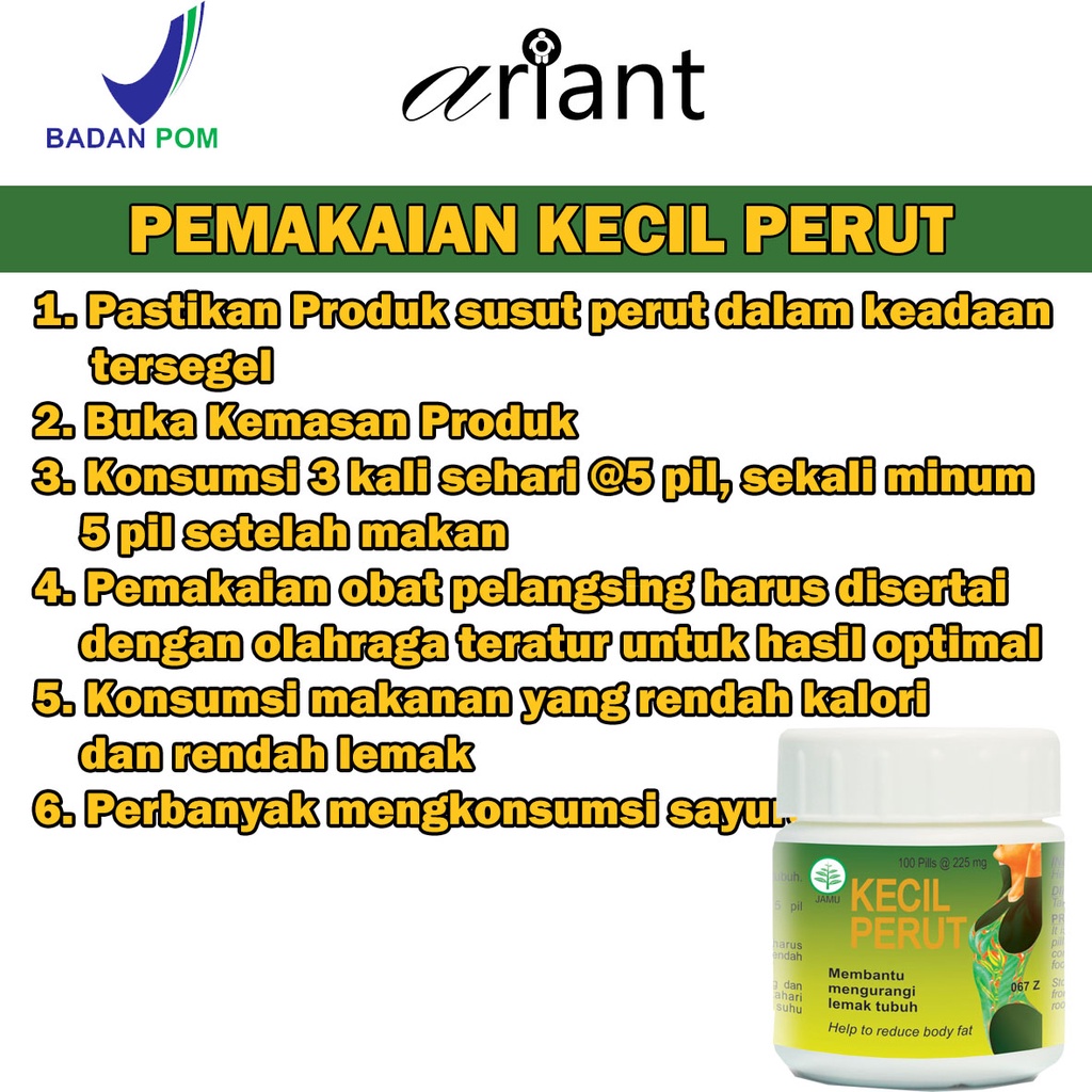 Obat Pelangsing Badan Ampuh Kapsul Susut Perut Herbal Pil Jamu Pelakor Minuman BPOM