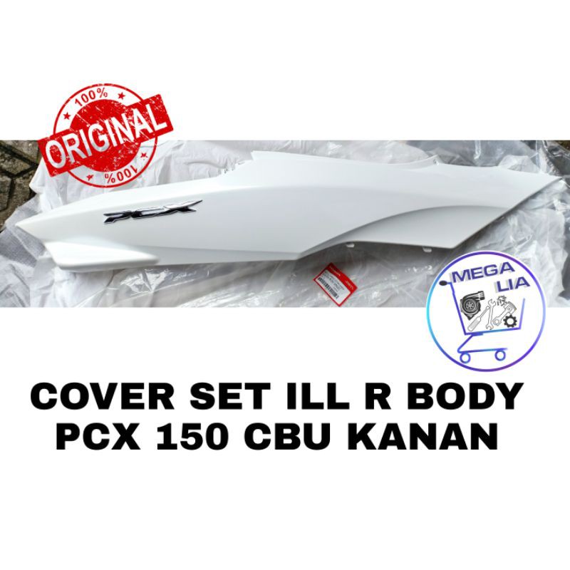 Cover Set Illust R Body PCX 150 CBU Putih Kanan dengan emblem 100% ORI HONDA 83550-K35-V00ZC