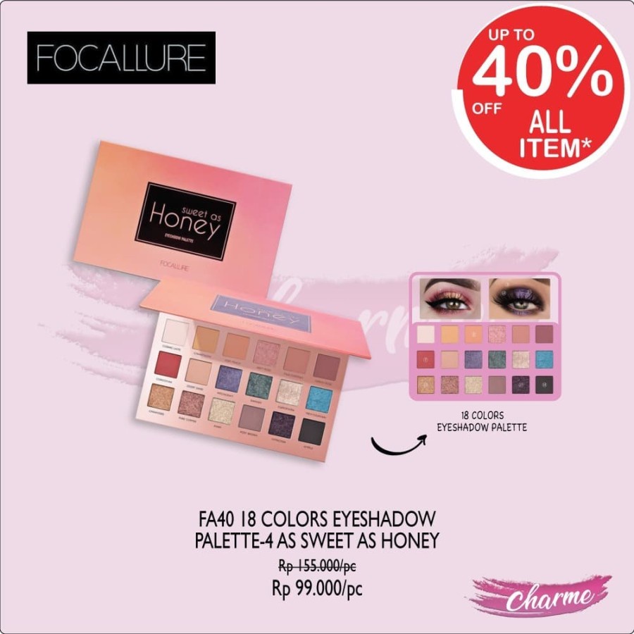 (READY &amp; ORI!) Focallure 18 Colors Eyeshadow As Sweet As Honey FA 40 FA40 With Mirror