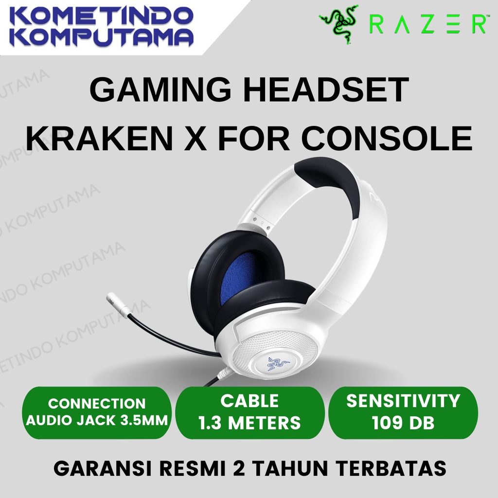 Razer Kraken X For Playstation White - Console Wired Gaming Headset 100% Original Garansi Resmi