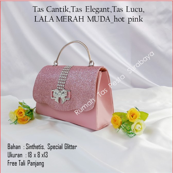 Tas Cantik,Tas Elegant,Tas Lucu,LALA MERAH MUDA_hot pink