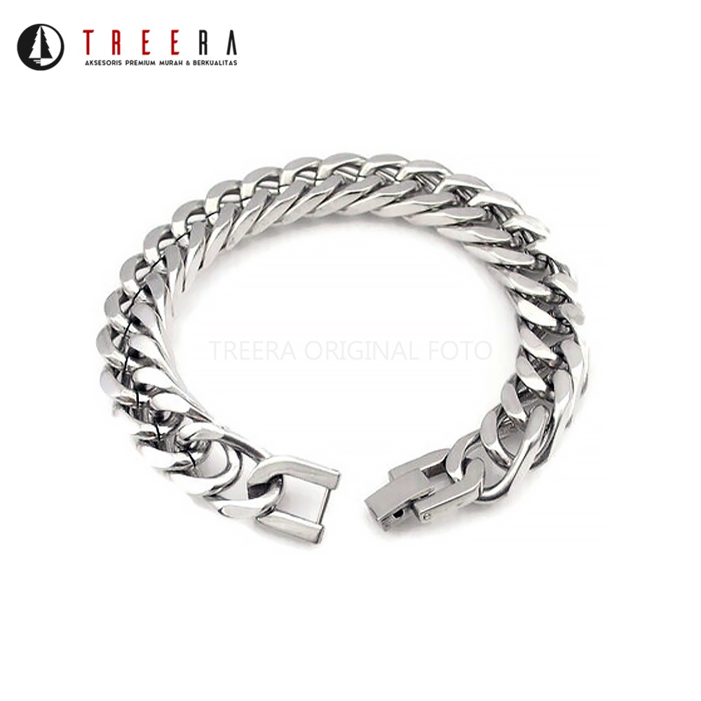 STANDFORD Gelang Pria Titanium Silver Keren Original Premium