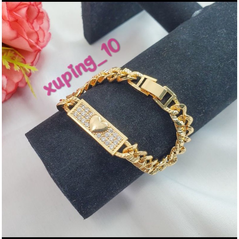 Gelang Tangan Xuping Plat Love Gold 5 lapis emas cantik