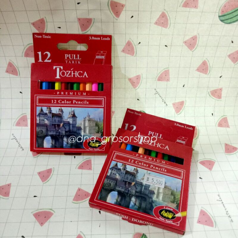 

Pensil Warna Tozhca premium 12 warna pendek