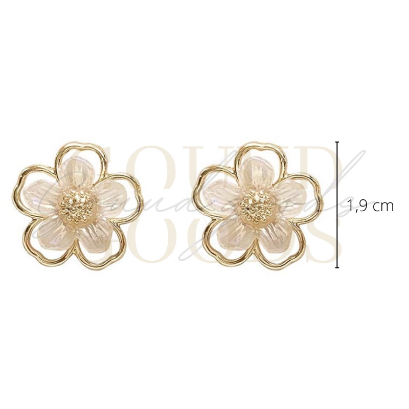 Flower Marble Earrings / Aksesoris Anting Wanita Anting Korea Murah / Fashion Earrings / Anting Rantai / Chain Earrings / Anting Bunga / Anting Mutiara