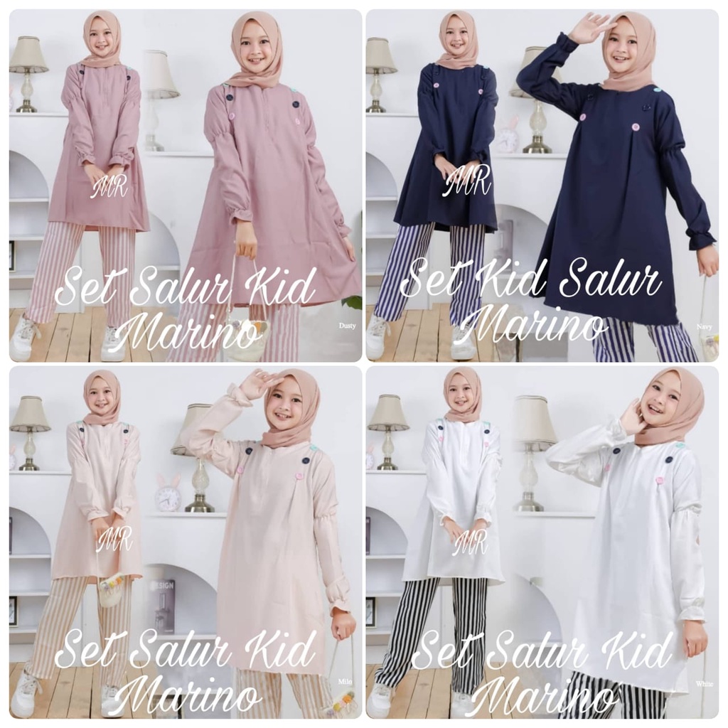 2 UKURAN M DAN L PAKAIAN ANAK PEREMPUAN SETELAN SET MARINO KID SALUR MR ADA VIDEO REAL PICT