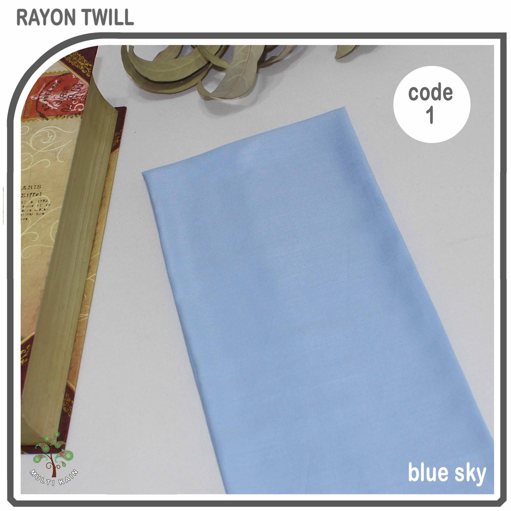 Multi kain rayon twill viscose sakura polos premium quality soft lembut tebal harga eceran-1 blue sky