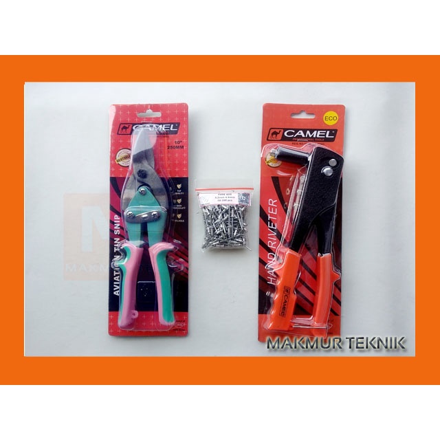 Paket Tang Rivet Camel Gunting Holo Camel dan Paku Rivet