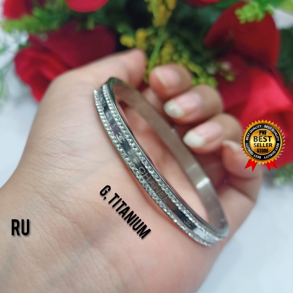 Gelang bangkok TITANIUM buka samping All size TIDAK KARAT &amp; TIDAK MUDAH LUNTUR