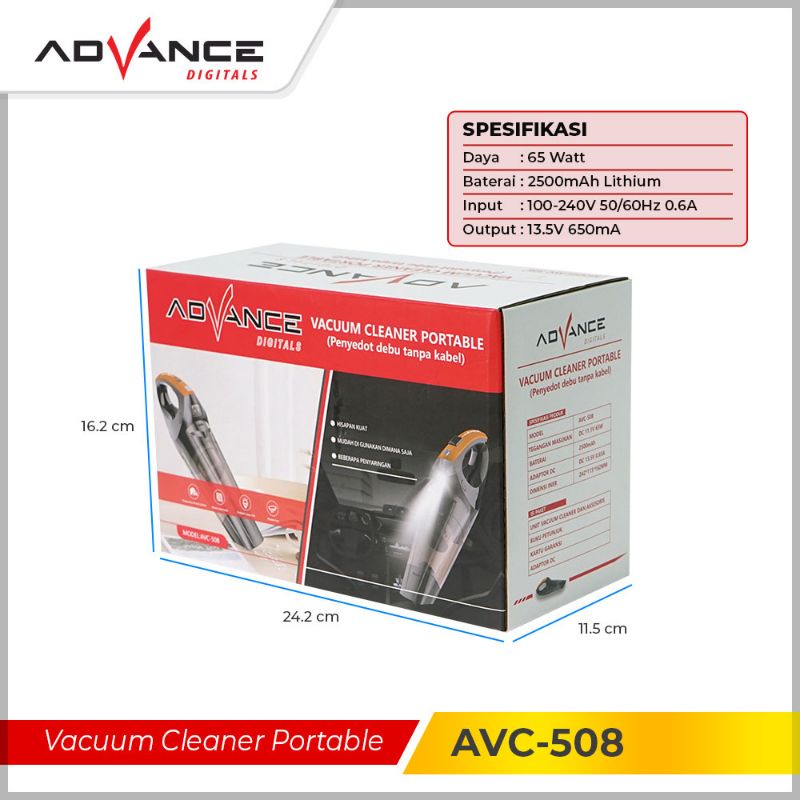 Advance Vacuum Cleaner Portable / Penyedot Debu Tanpa Kabel AVC-508