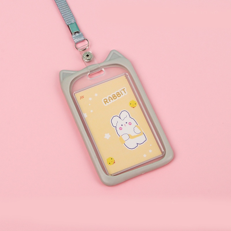 Tali Name Tag Kitten Warna Pastel Lanyard Card Holder Id Card