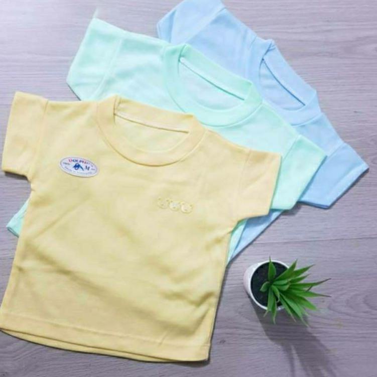 ❄ 3 Pcs Oblong Lengan Pendek Dolphin - Baju Bayi - Oblong Atasan Bayi - Mix 3 Warna ❃