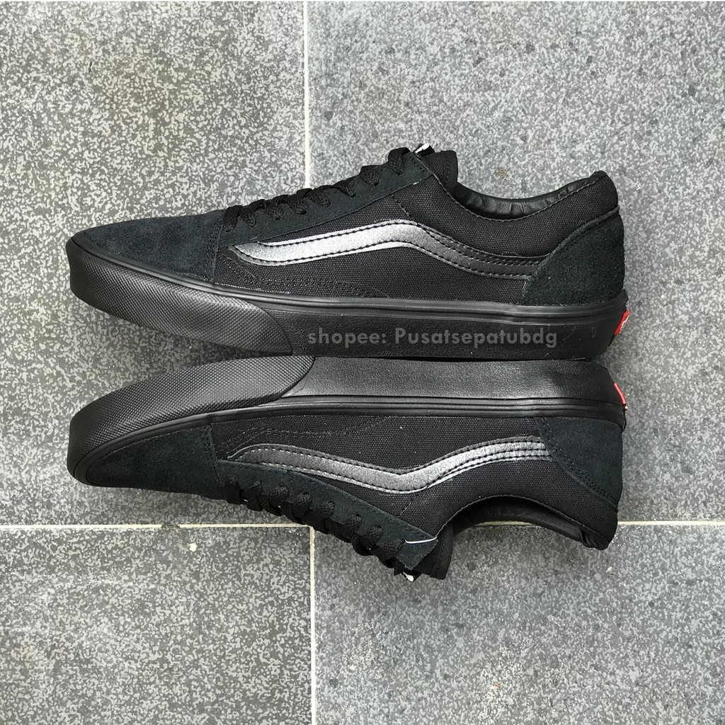 [TERLARIS] VANS OLD SKOOL ALL BLACK FULL HITAM WAFFLE DT
