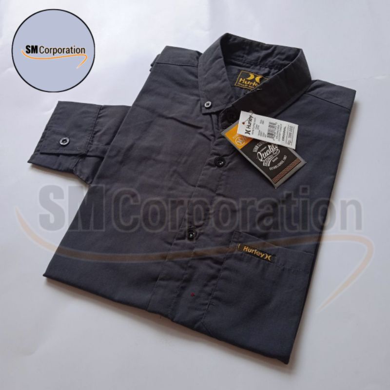 COD✅✅ PREMIUM❗❗KEMEJA POLOS ABU TUA PANJANG DAN PENDEK, HURLEY ORIGINAL 100%✅✅✅