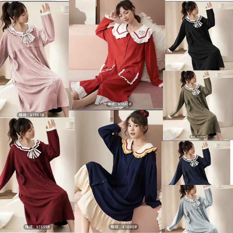 BAJU DASTER DRESS GAMIS WANITA KOREA LENGAN PANJANG POLOS KATUN KAOS IMPORT MOTIF PITA LUCU KEKINIAN