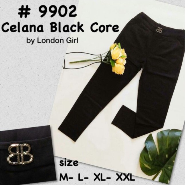Celana Panjang Wanita Black Core Katun Stretch Import 9902
