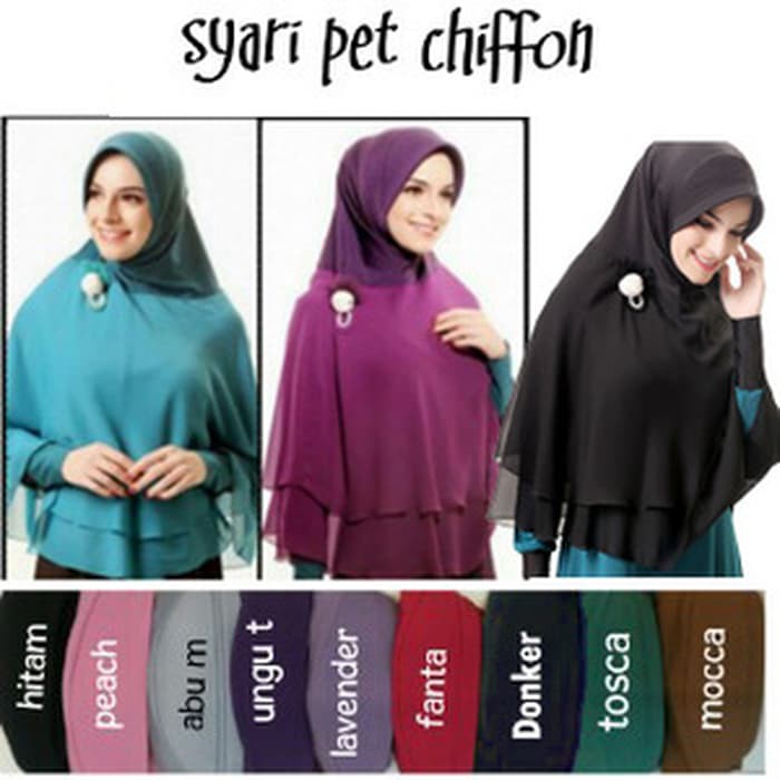 Baju muslim Jilbab Khimar Syar i Pet Chiffon   Bergo Khimar Syar i Pet Chiffon Murah