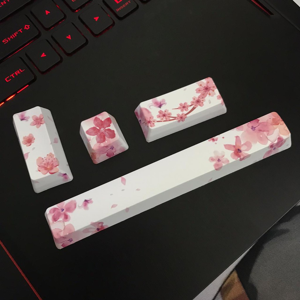 Keycaps CLV Sakura PBT 4 Keycap Set Custom Spacebar Space Bar