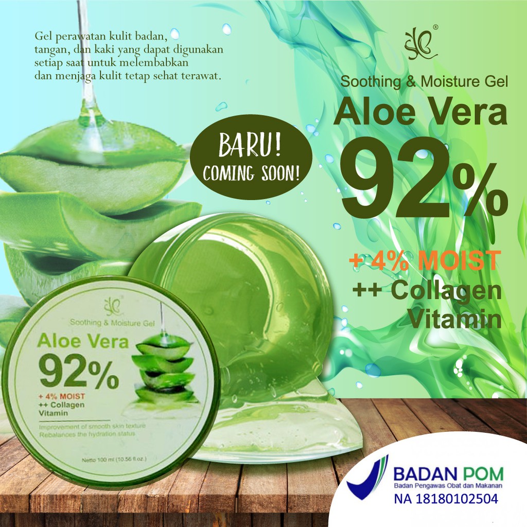 SYB Aloe Vera Gel 92% 100 ml with Collagen Moist Vitamin