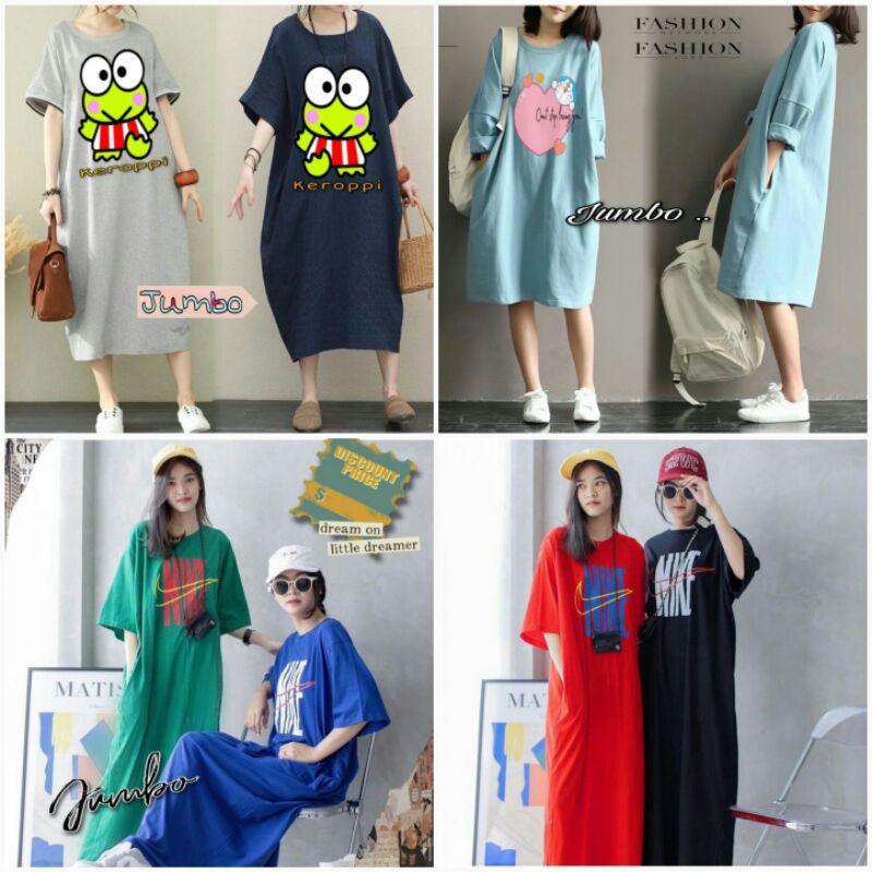MURAH BANGETT Long hodie Korea Baju Daster/tunik kaos /Ukuran Jumbo