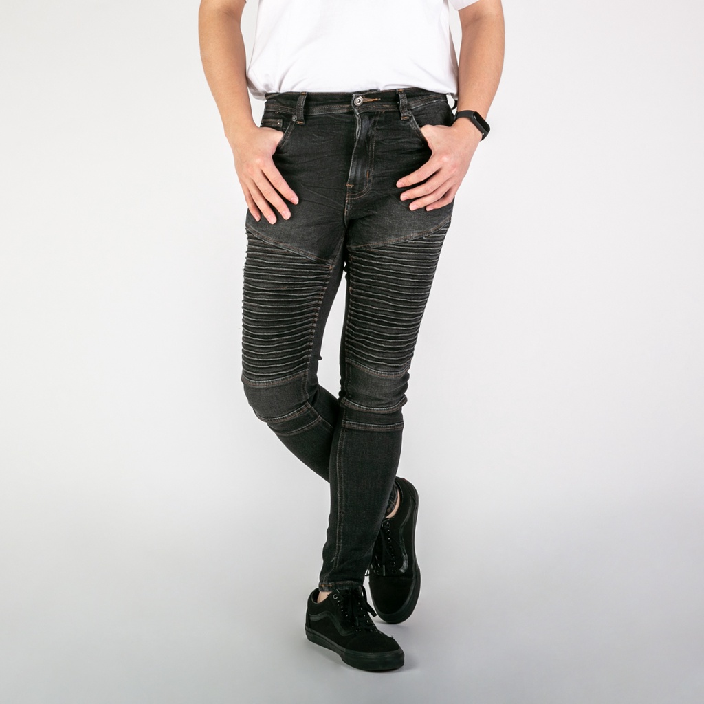 UNITEDJEANS - Celana Jeans Pria Bahan Stretch Denim - Biker Jeans - Exodius Black - (UJB-10)