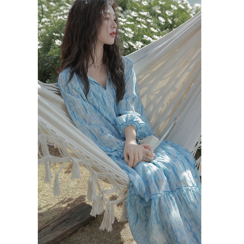 #Sisjuly# Spring and summer short-sleeved smudged jacquard dress design sense of niche temperament high-end wo