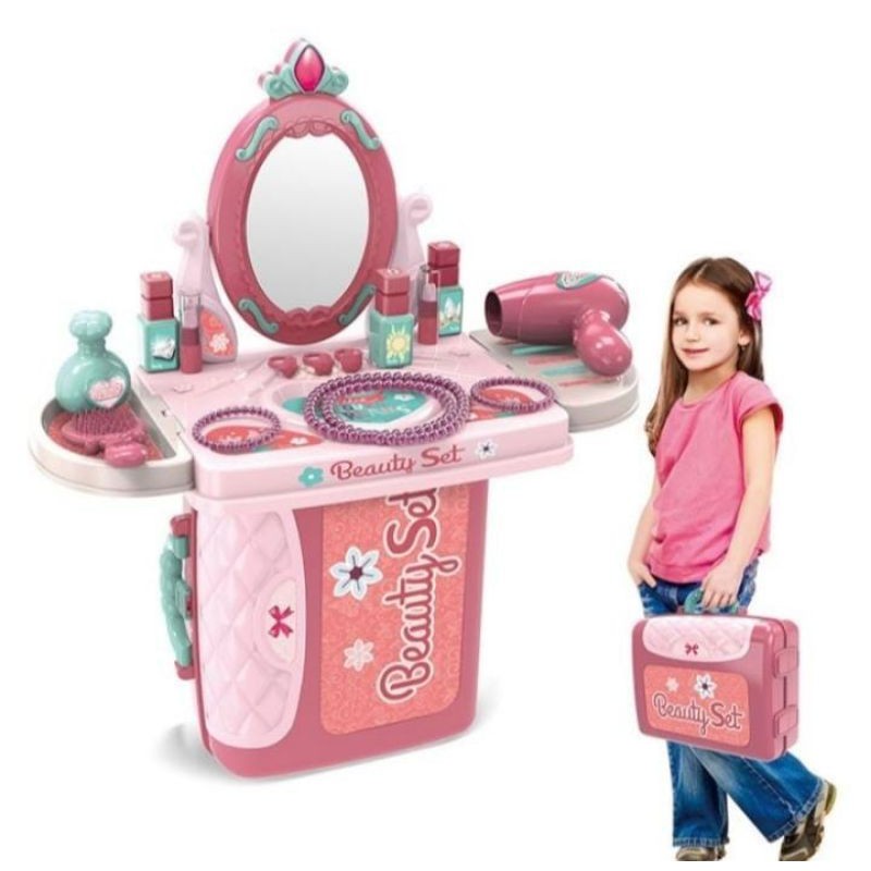 3in1 beauty Mainan alat make up anak MAINAN ANAK PEREMPUAN DANDAN BEAUTY PLAYSET 31N1 SALON KOPER MEJA RIAS-2
