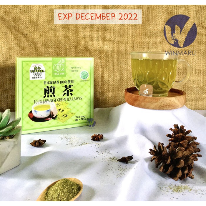 

teh-daun- japanese green tea 50 sachets osk - teh hijau sachet - halal mui - green tea -daun-teh.