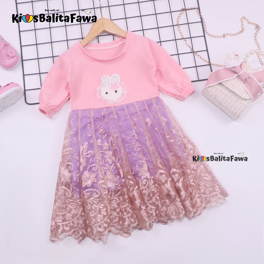 Dress Rara uk 1-3 Tahun / Gaun Brukat Pesta Import Premium Baju Cewek Dres Brokat Anak Perempuan