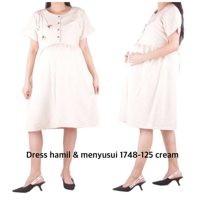 Baju hamil Dres hamil dan menyusui 1748 cream