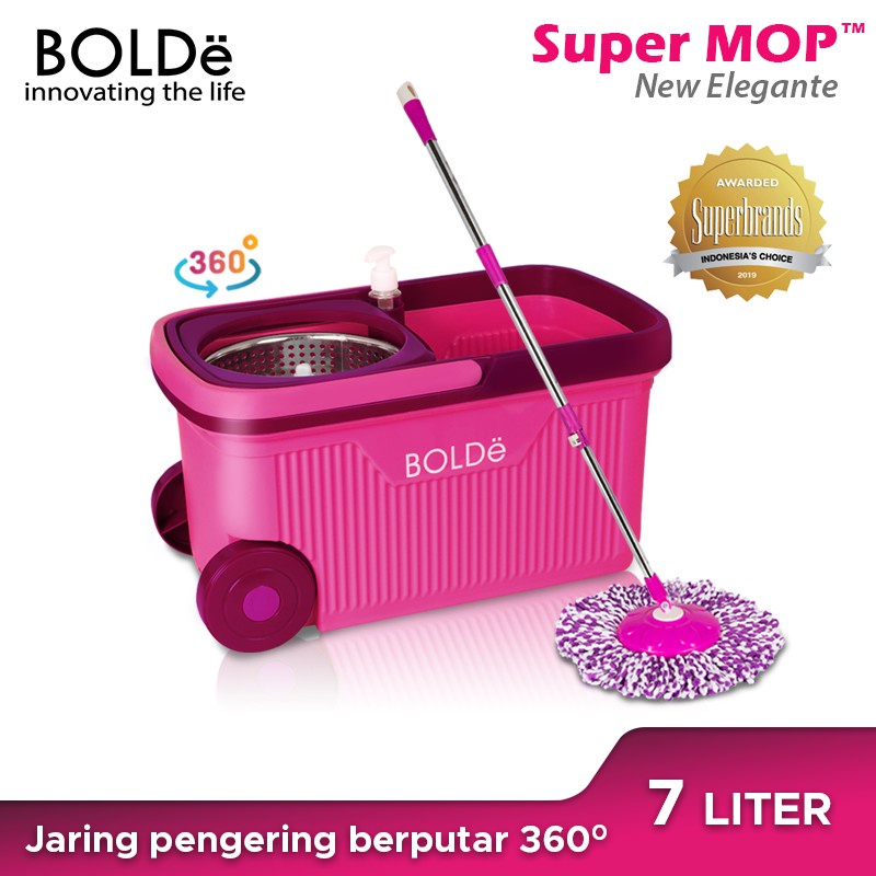 Alat Pel Lantai BOLDe Super Mop New Elegante stainless steel Roda