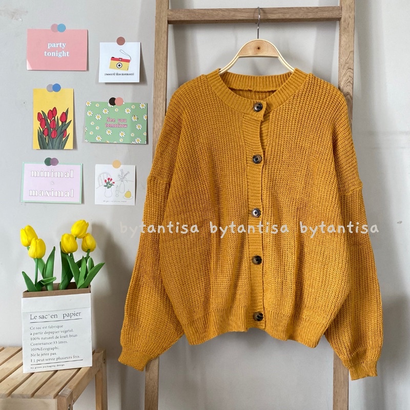 [SALE] Outer Cardigan Lily Basic | Outwear Mantel hangat (Premium)-Mustard Lily
