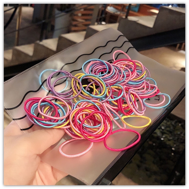 100pcs Girls Simple Hair Elastic Hair Rubber,Colorful Elastic Hair Bands,Scrunchie Hair tie