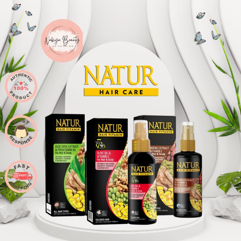 Natur Hair Vitamin Aloe Vera | Olive Oil | Gingseng Vitamin Rambut 80ml Natur Vitamin Rambut | Vitam