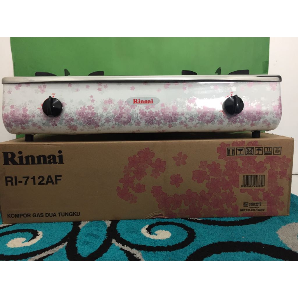 RINNAI RI-712AF Kompor Gas 2 Tungku Stainless Steel Paket (REgulator &amp; Selang)