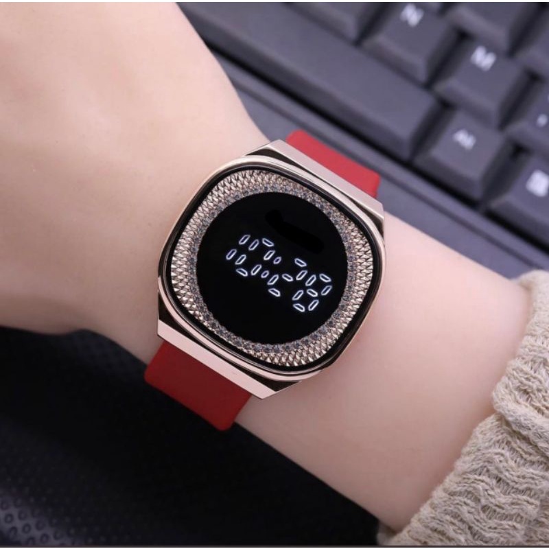 [DG] (Cod)Jam Tangan Wanita Digital Fashion F2L Touch Scren Kota Strap Rubber/Karet(Dikirim Jakarta)