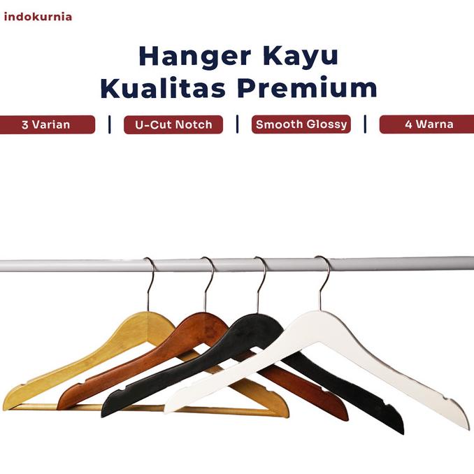[Ready] Indokurnia Hanger Kayu Kualitas Premium - Anak Polos,Natural [F540Gv]