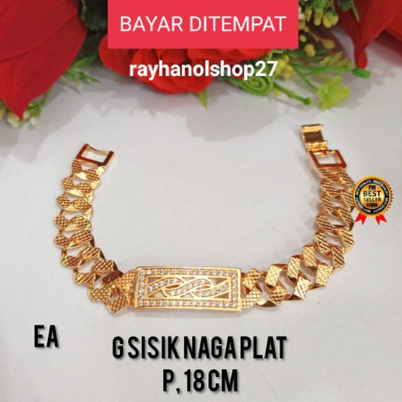 Gelang tangan wanita motif Sisik naga Plat full permata