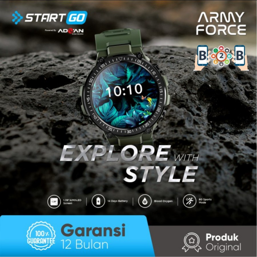 STARTGO ARMY FORCE by ADVAN Smartwatch AMOLED HD Screen 60 Sports Modes