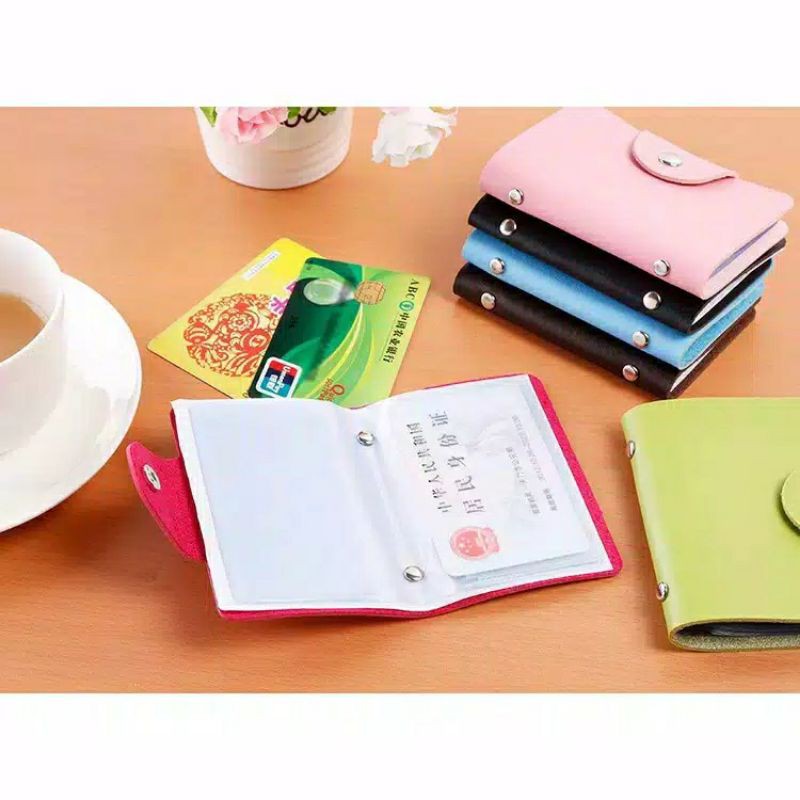 Dompet Kulit Kartu 24 Kartu Import Card Holder 24 Slot Kancing