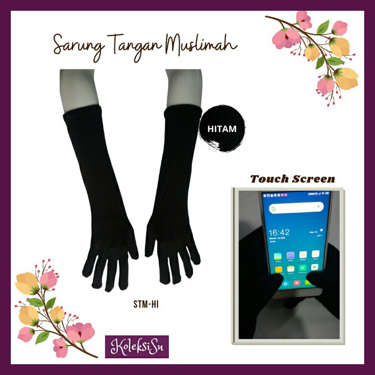 Sarung/Manset Kaos Tangan Panjang Wanita Muslimah Touchscreen Panjang Syar'i Syari Full Jari