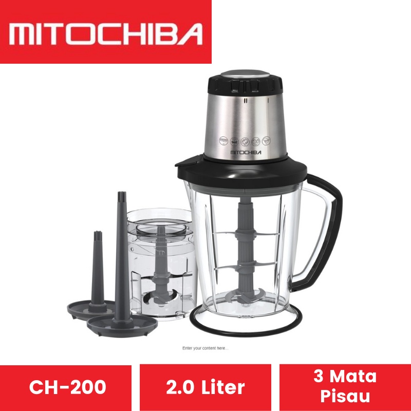 Mitochiba Chopper CH200 2 Liter | Food Magic Processor Mito CH 200 CH-200 | Pencacah Makanan Penggiling Daging Copper Coper